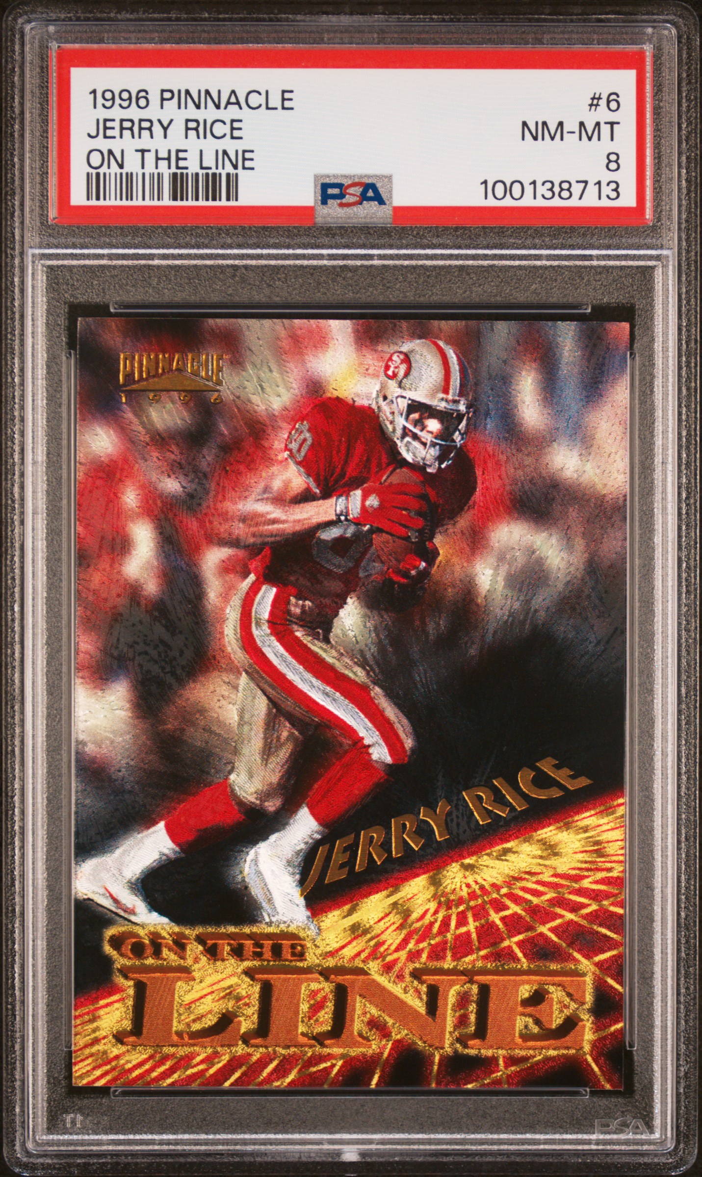 1996 Pinnacle On The Line Jerry Rice #6 (On The Line) Nm-Mt 8 front