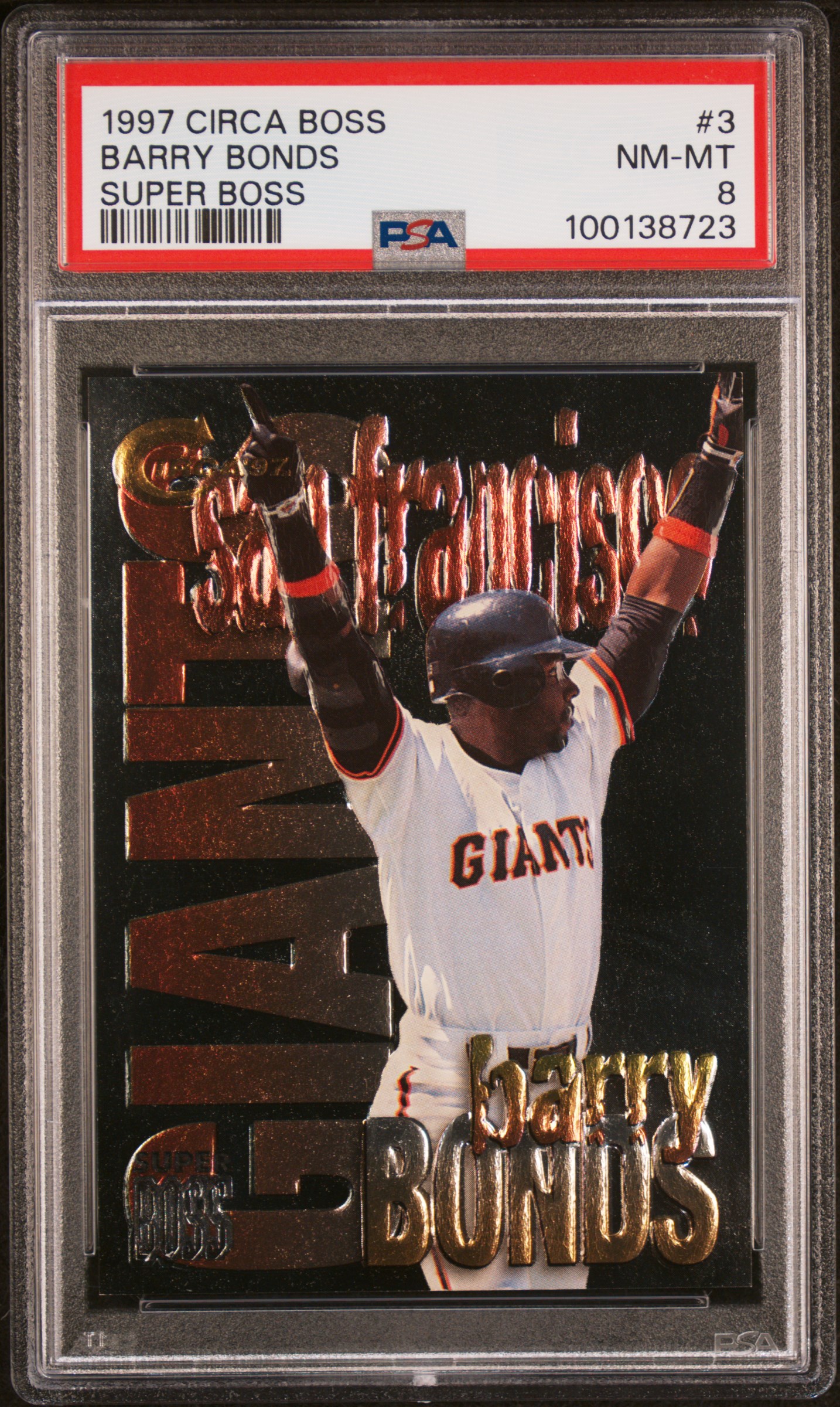 1997 Circa Boss Barry Bonds #3 (Super Boss) Nm-Mt 8 front