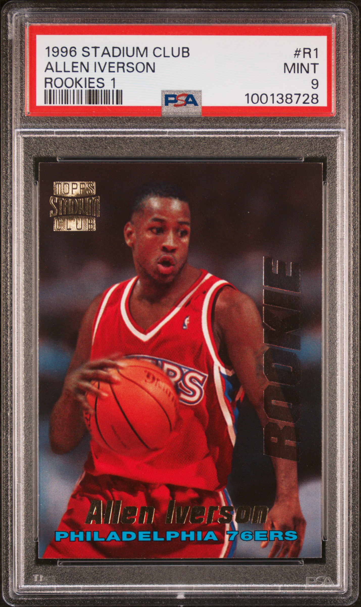 1996 Stadium Club Rookies 1 Allen Iverson #R1 (Rookies 1) Mint 9 front