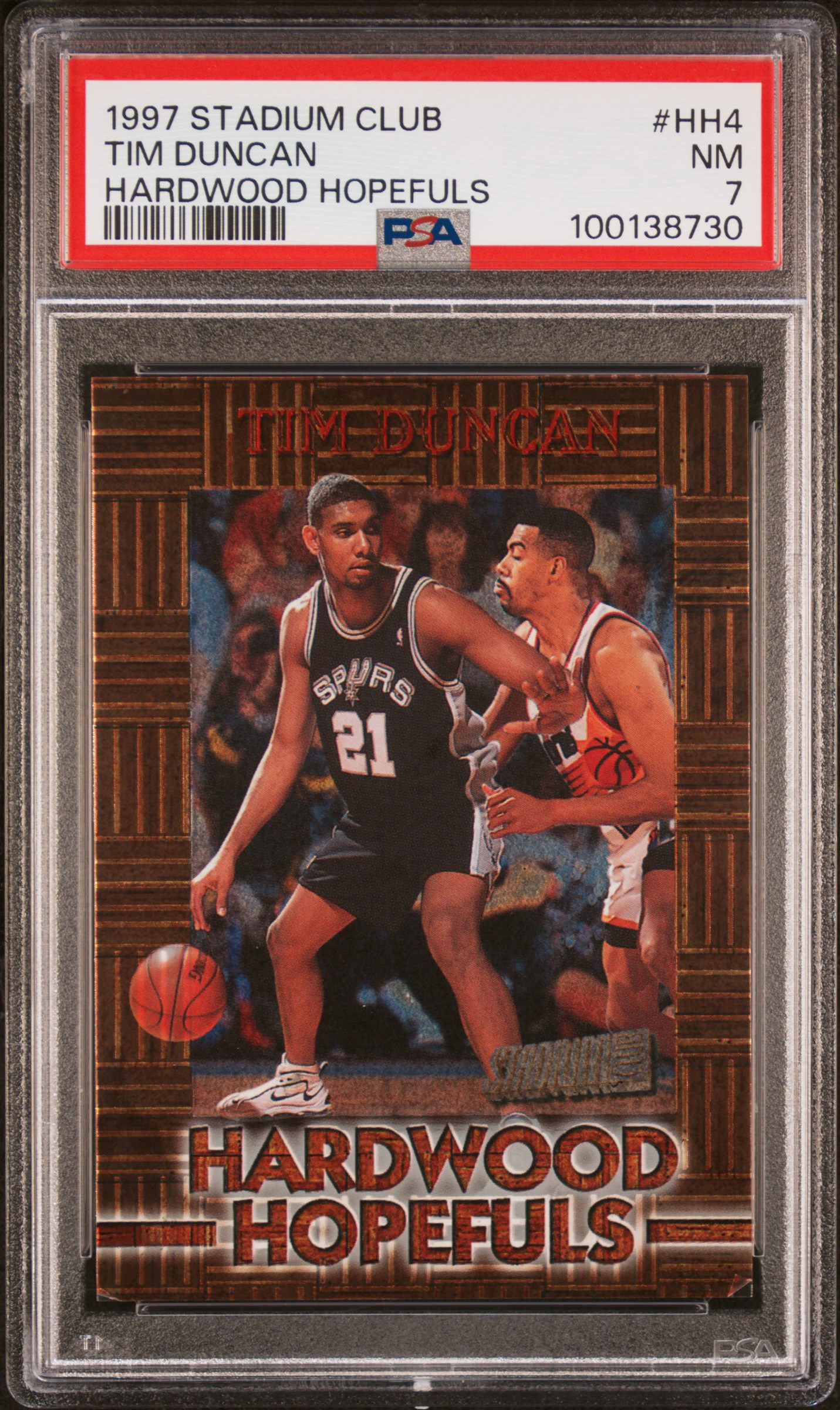 1997 Stadium Club Hardwood Hopefuls Tim Duncan #Hh4 (Hardwood Hopefuls) Nm 7 front