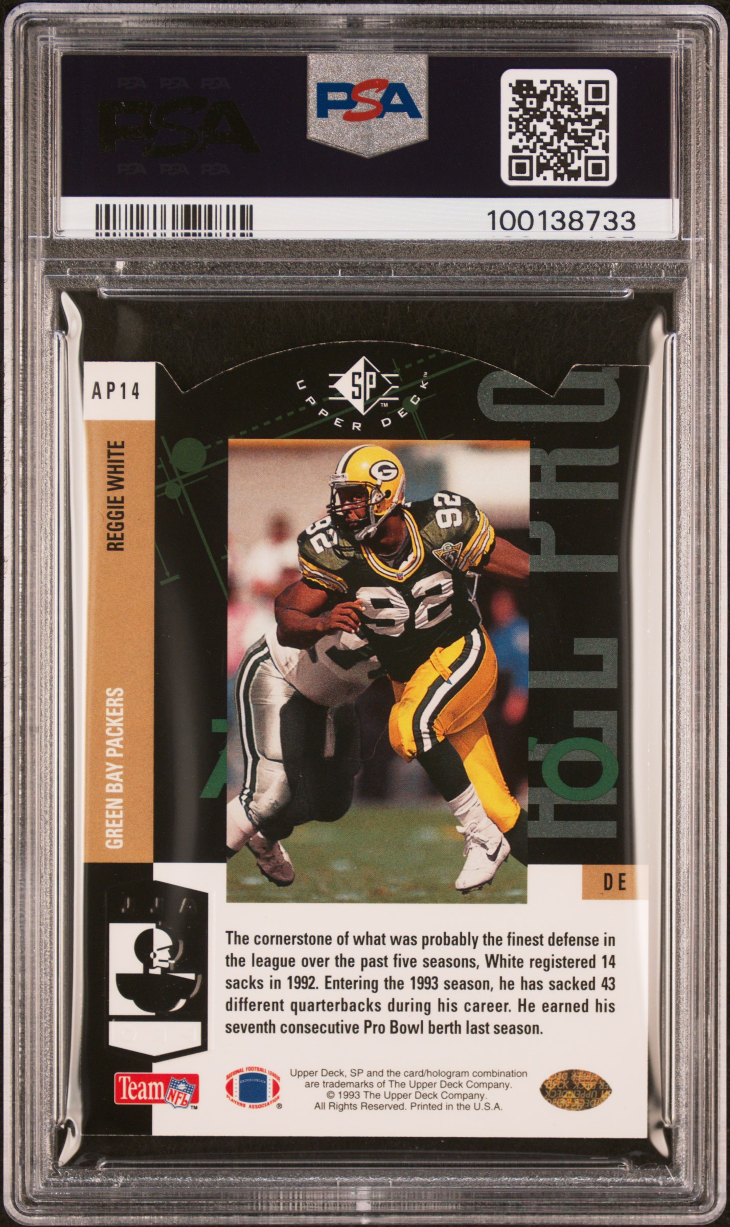 1993 Sp All-Pros Reggie White #Ap14 Mint 9 back