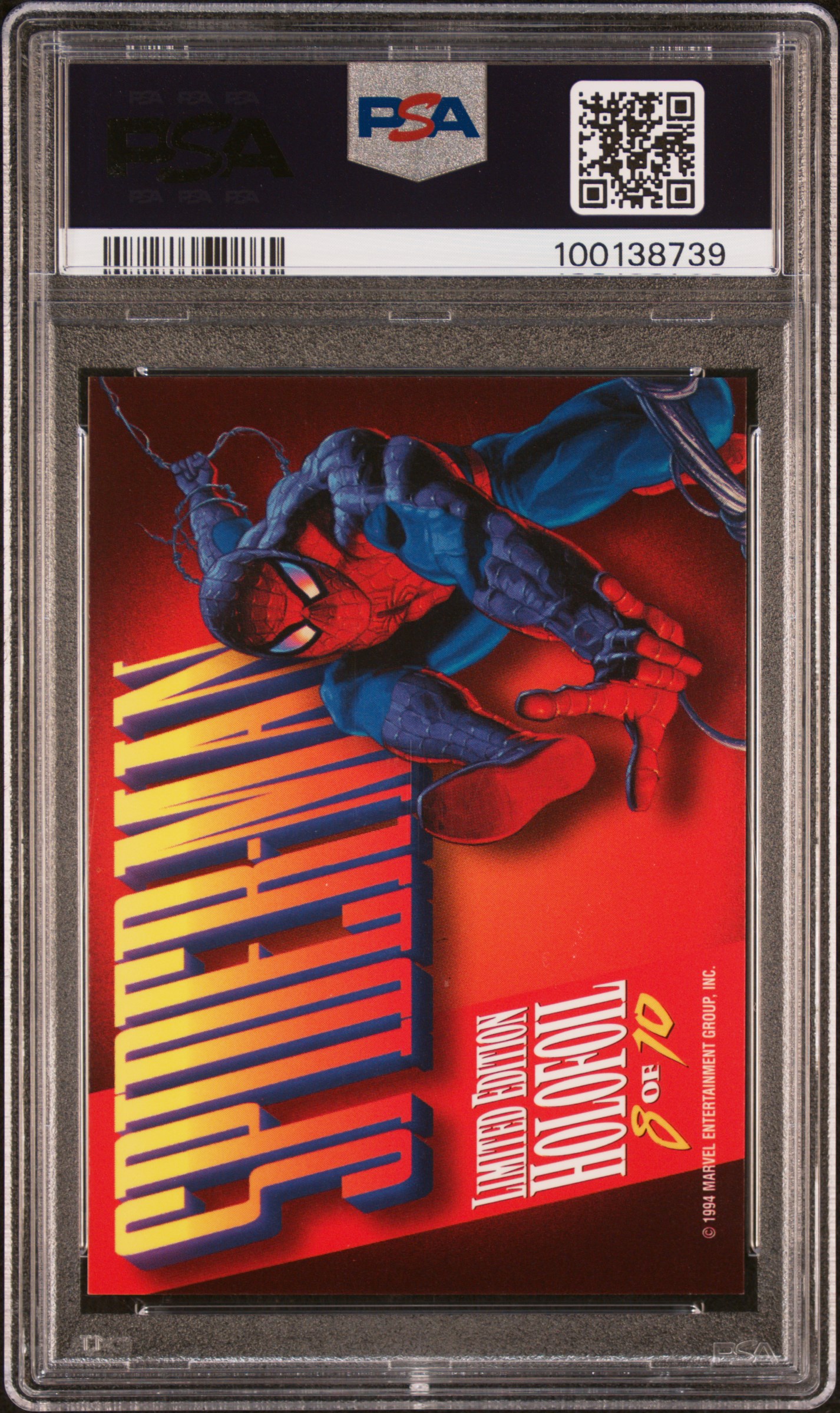 1994 Marvel Masterpieces Holofoil Spider-Man #8 (Holofoil-Silver) Mint 9 back