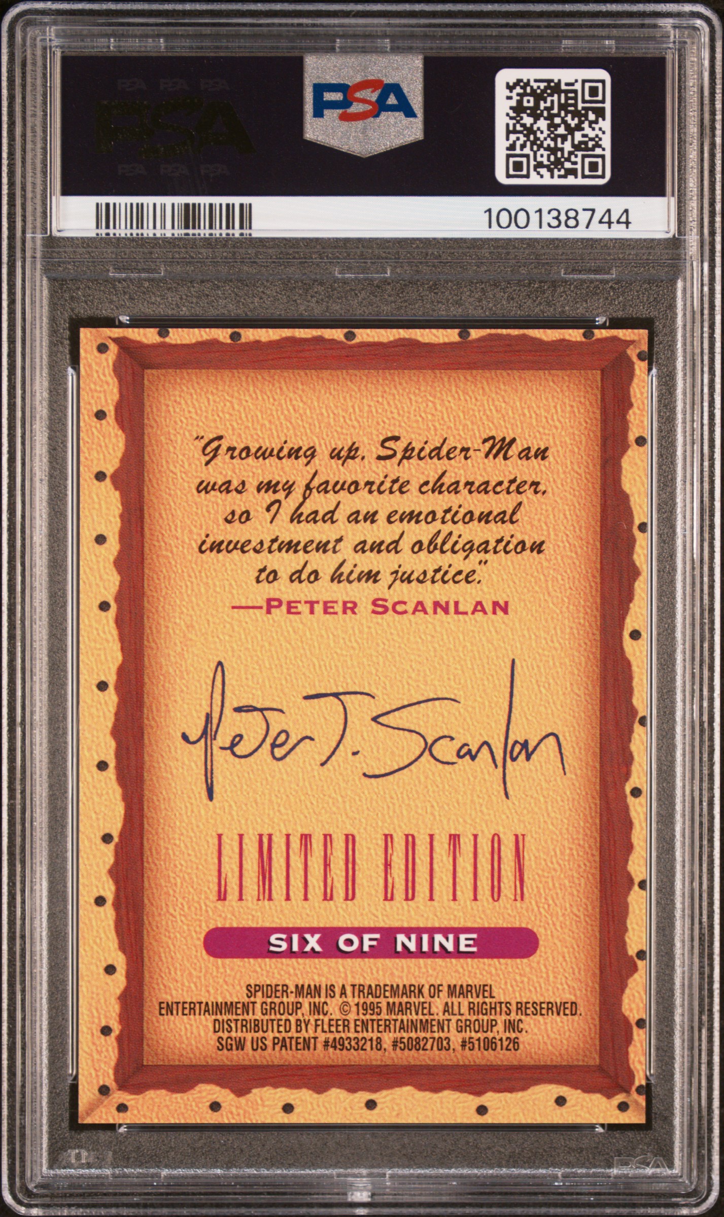 1995 Ultra Spider-Man Masterpieces Spider-Man #6 (Masterpieces) Mint 9 back