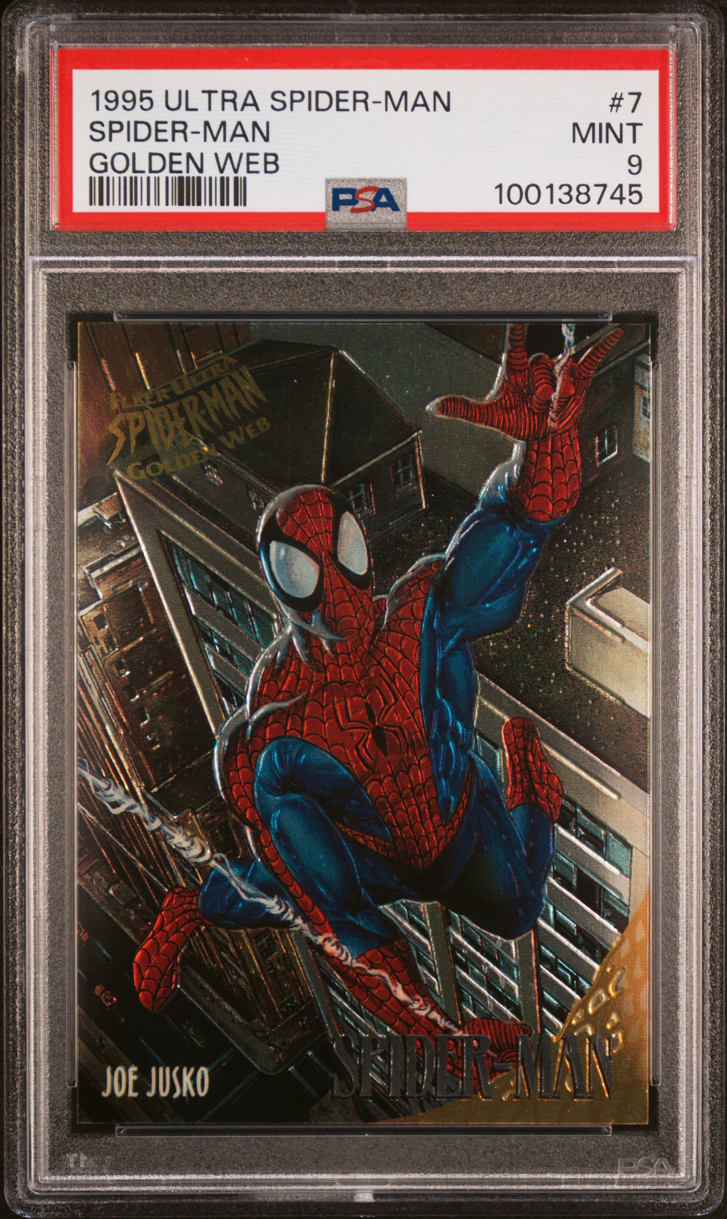 1995 Ultra Spider-Man Golden Web Spider-Man #7 (Golden Web) Mint 9 front