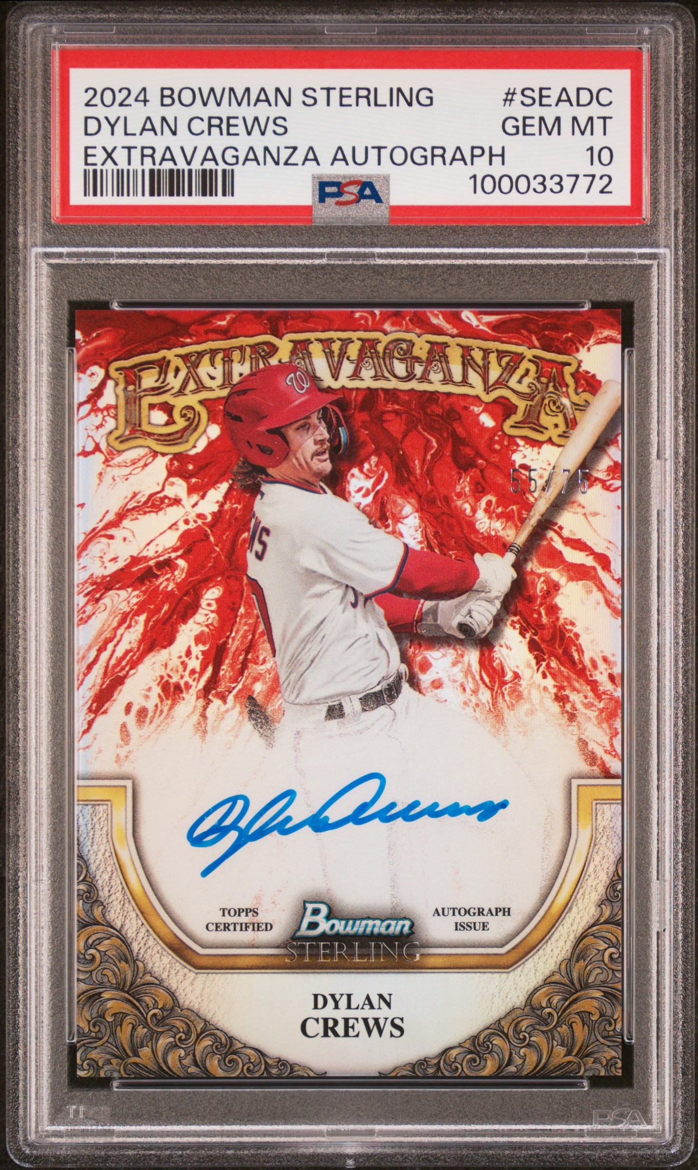 2024 Bowman Sterling Sterling Extravaganza Autographs Dylan Crews #Seadc Gem Mt 10 front