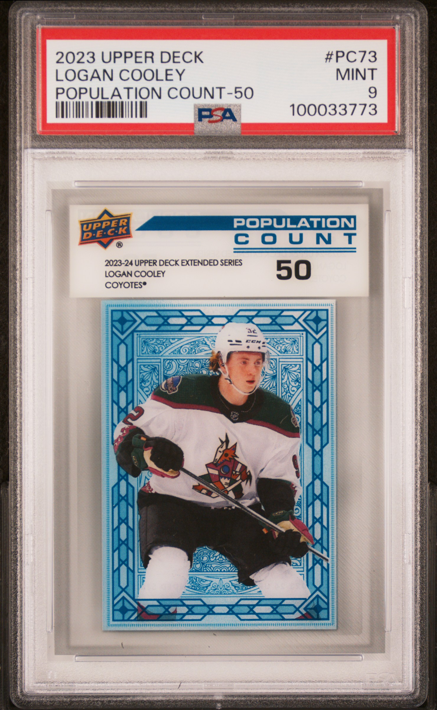 2023 Upper Deck Population Count Logan Cooley #Pc73 (Population Count-50) Mint 9 front