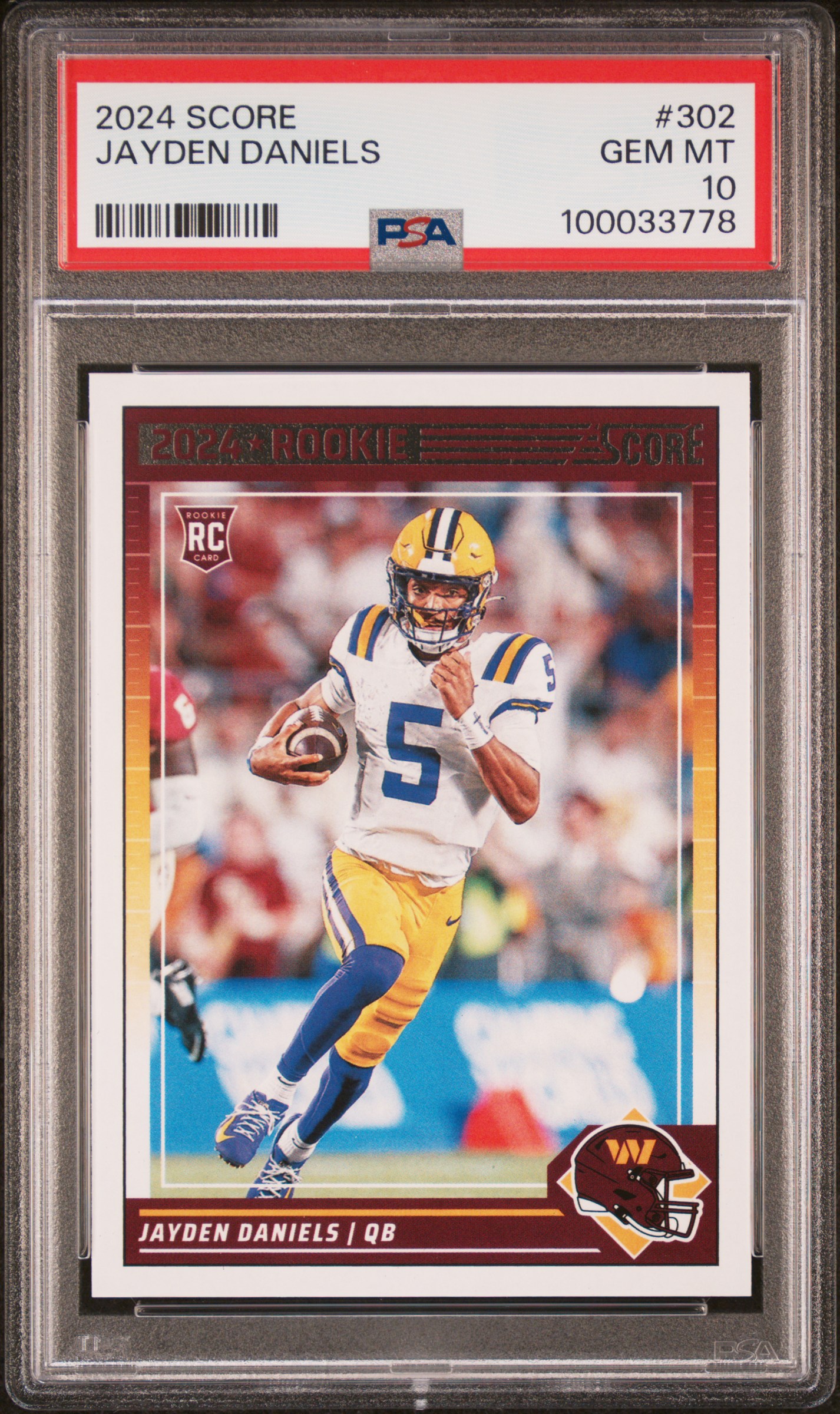 2024 Panini Score Jayden Daniels #302 Gem Mt 10 front