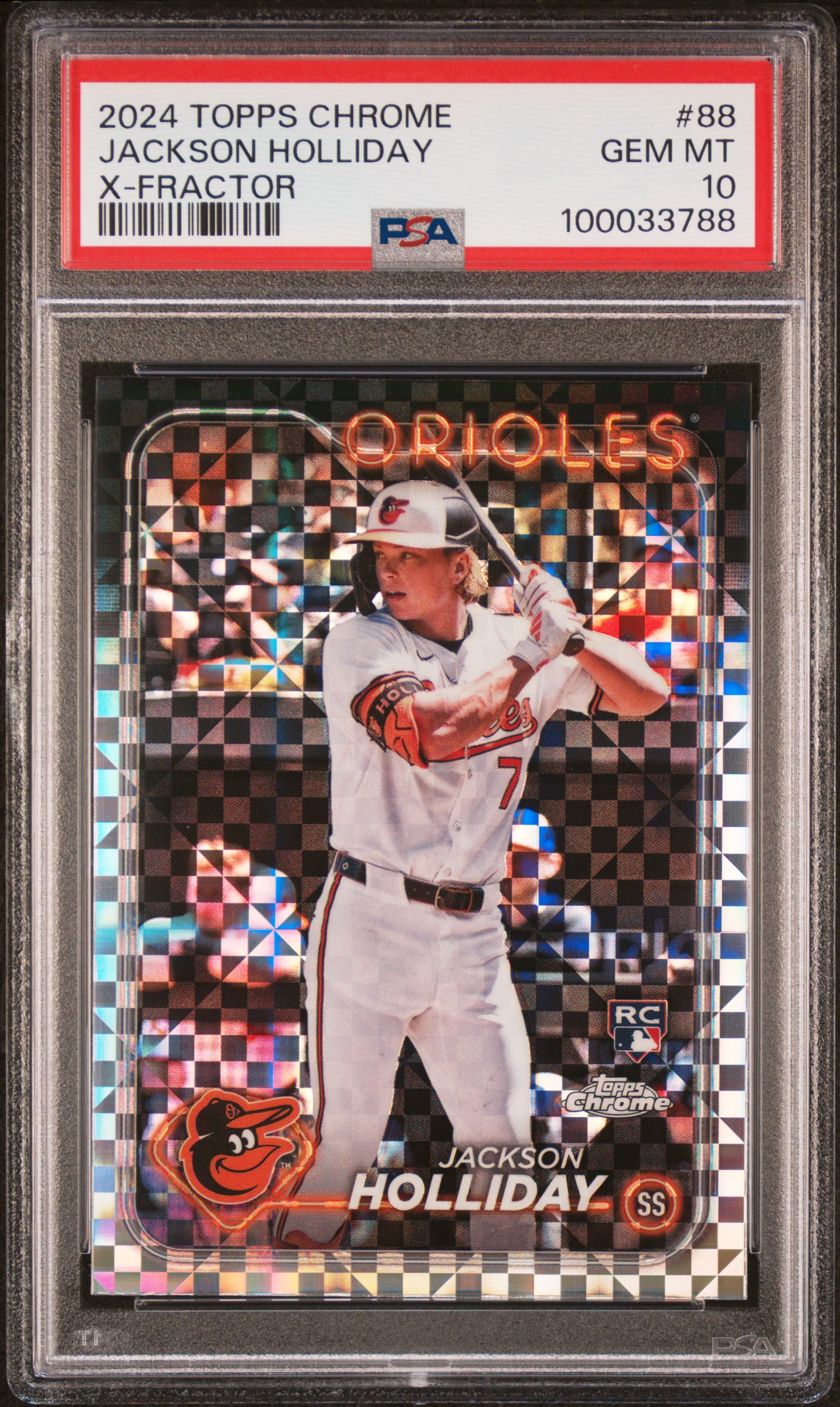 2024 Topps Chrome Jackson Holliday #88 (X-Fractor) Gem Mt 10 front