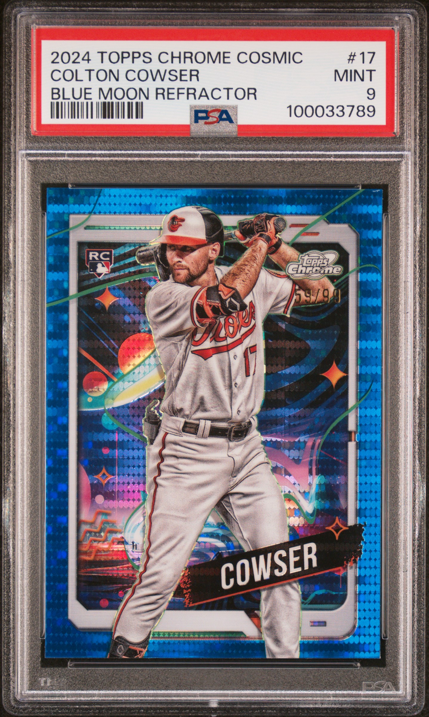 2024 Topps Chrome Cosmic Colton Cowser #17 (Blue Moon Refractor) Mint 9 front