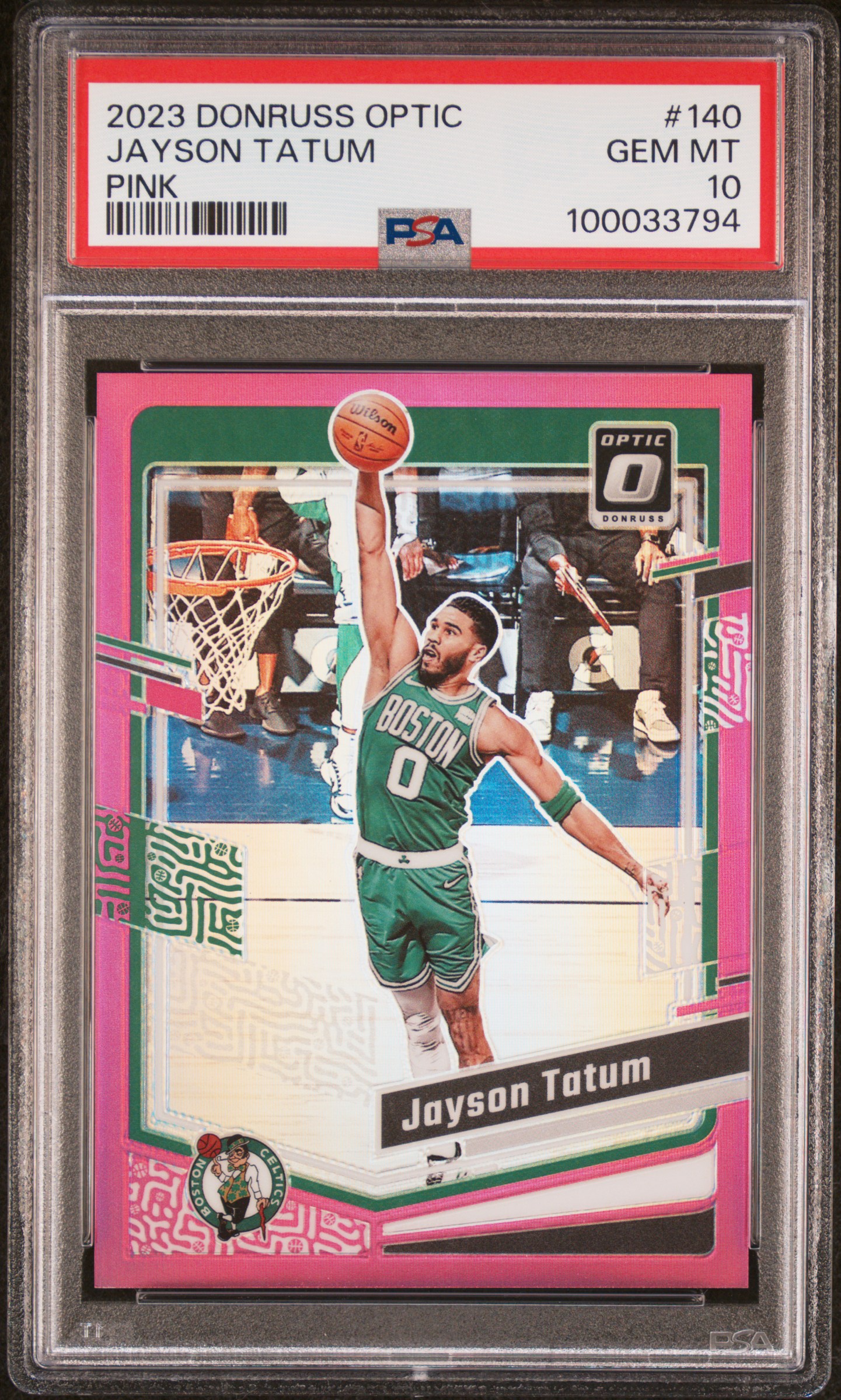 2023 Panini Donruss Optic Jayson Tatum #140 (Pink) Gem Mt 10 front