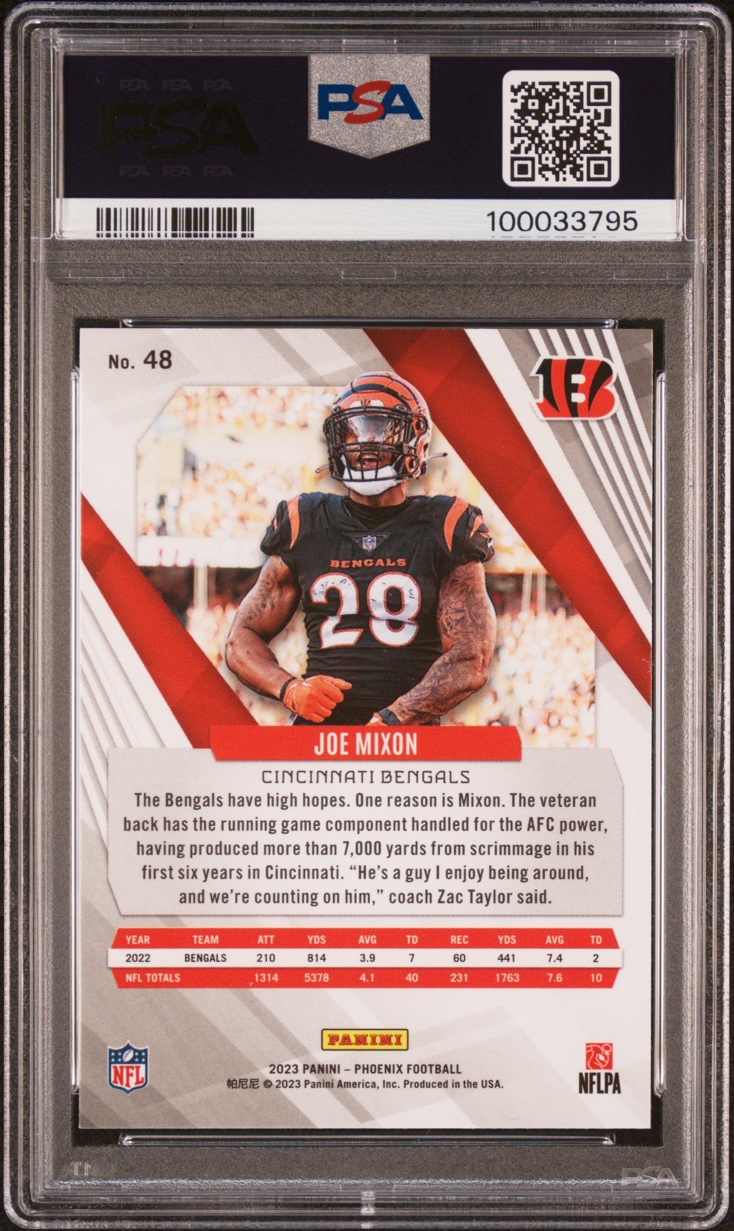 2023 Panini Phoenix Joe Mixon #48 (Color Burst) Gem Mt 10 back