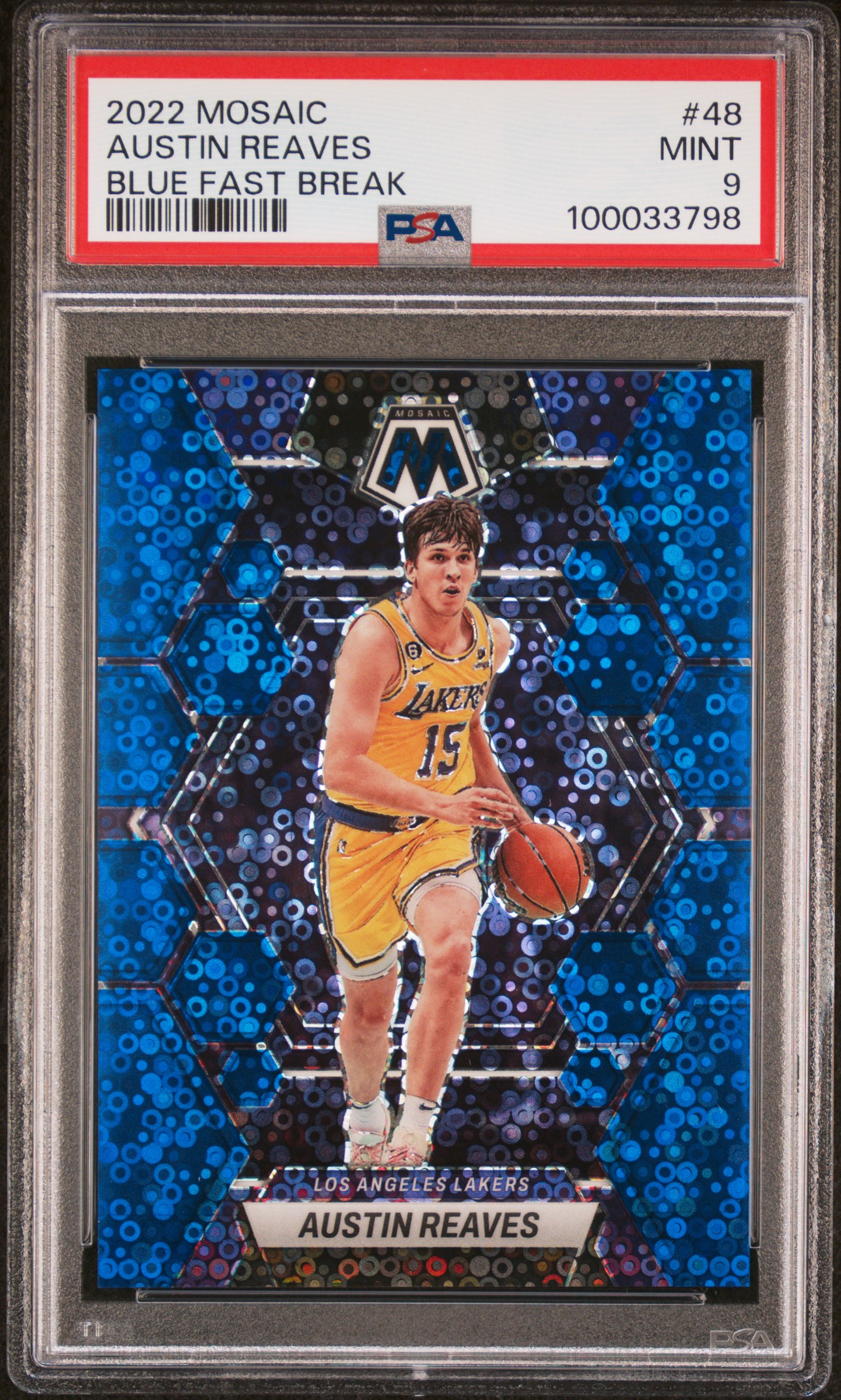 2022 Panini Mosaic Austin Reaves #48 (Blue Fast Break) Mint 9 front