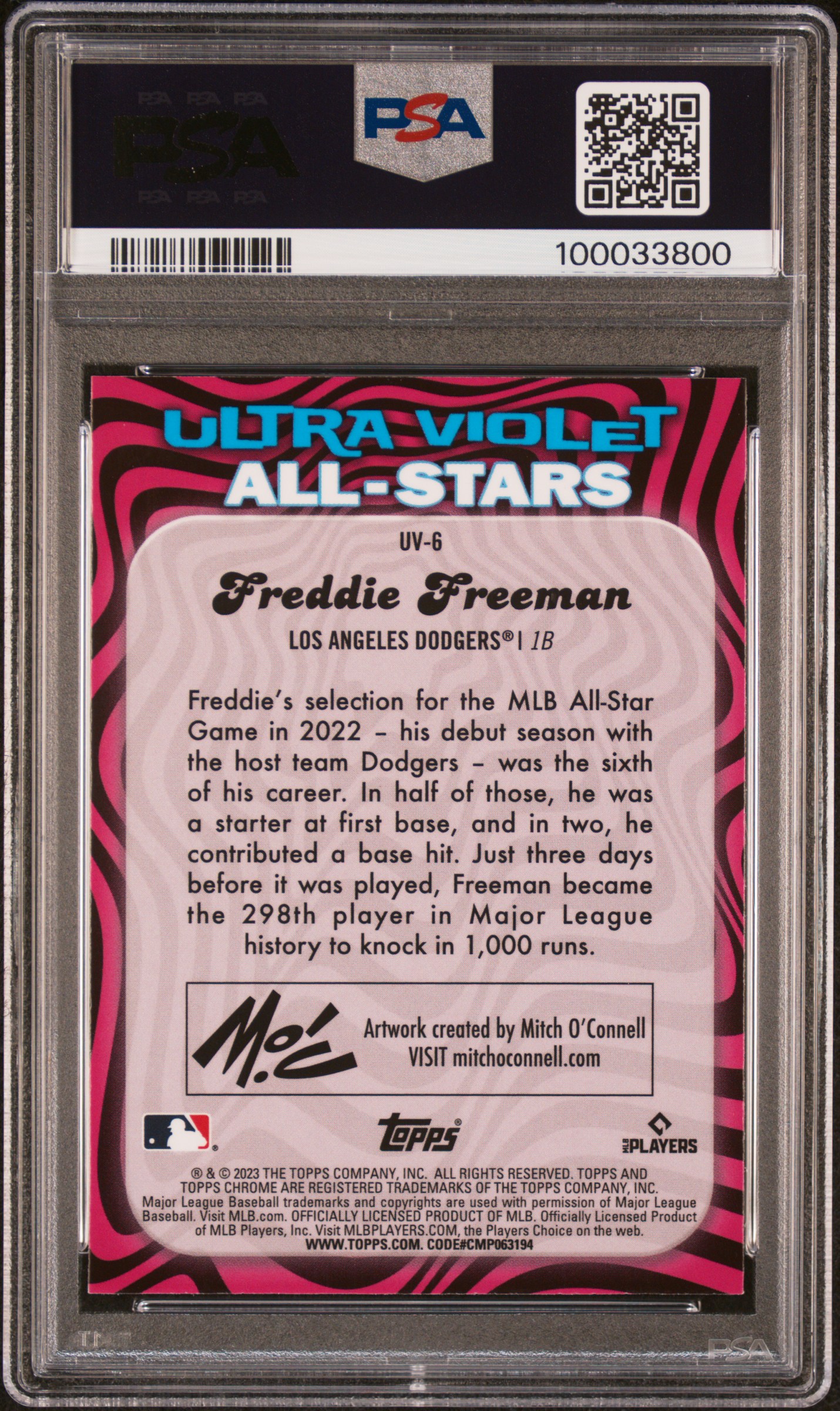 2023 Topps Chrome Ultraviolet All-Stars Freddie Freeman #Uv6 Gem Mt 10 back
