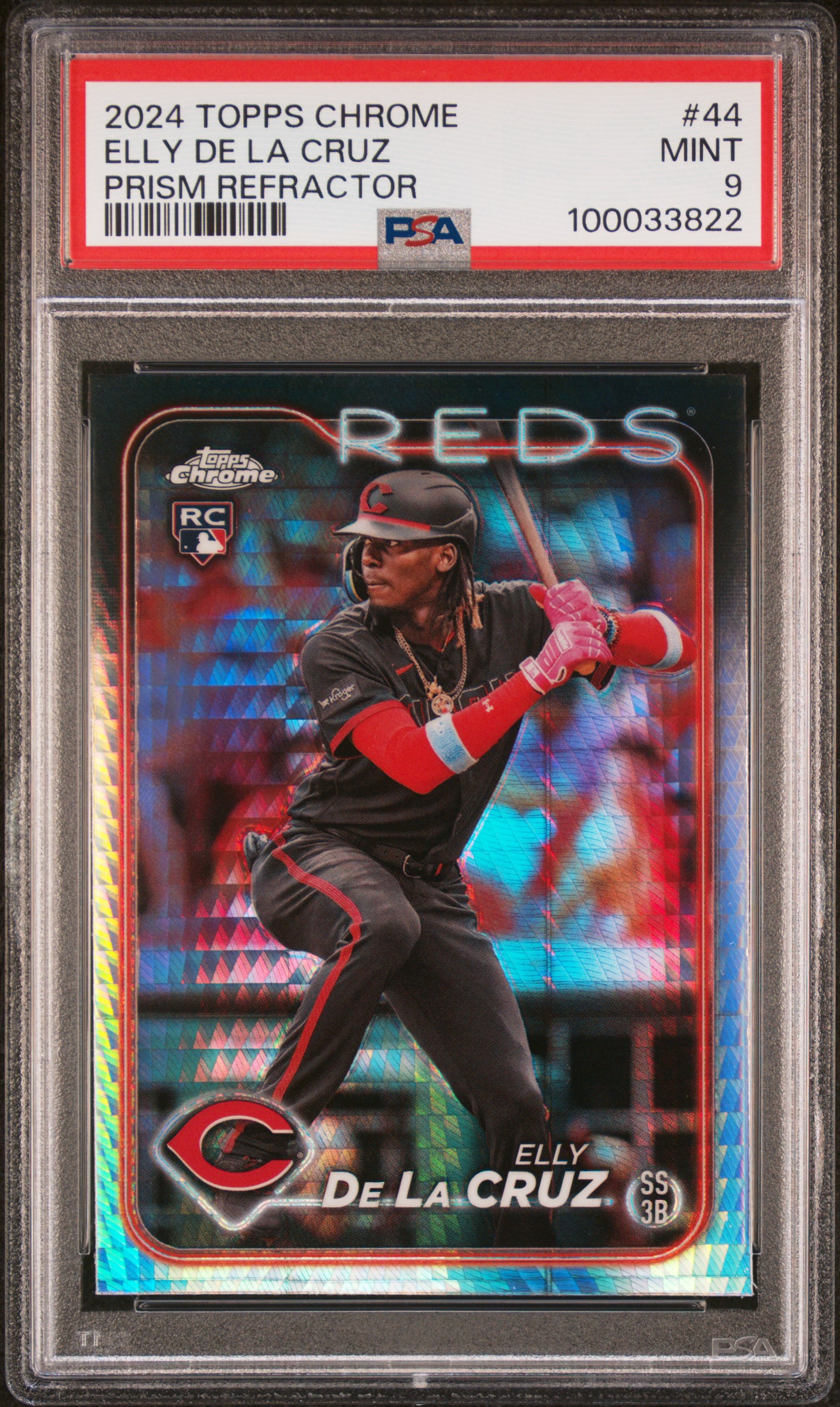 2024 Topps Chrome Elly De La Cruz #44 (Prism Refractor) Mint 9 front