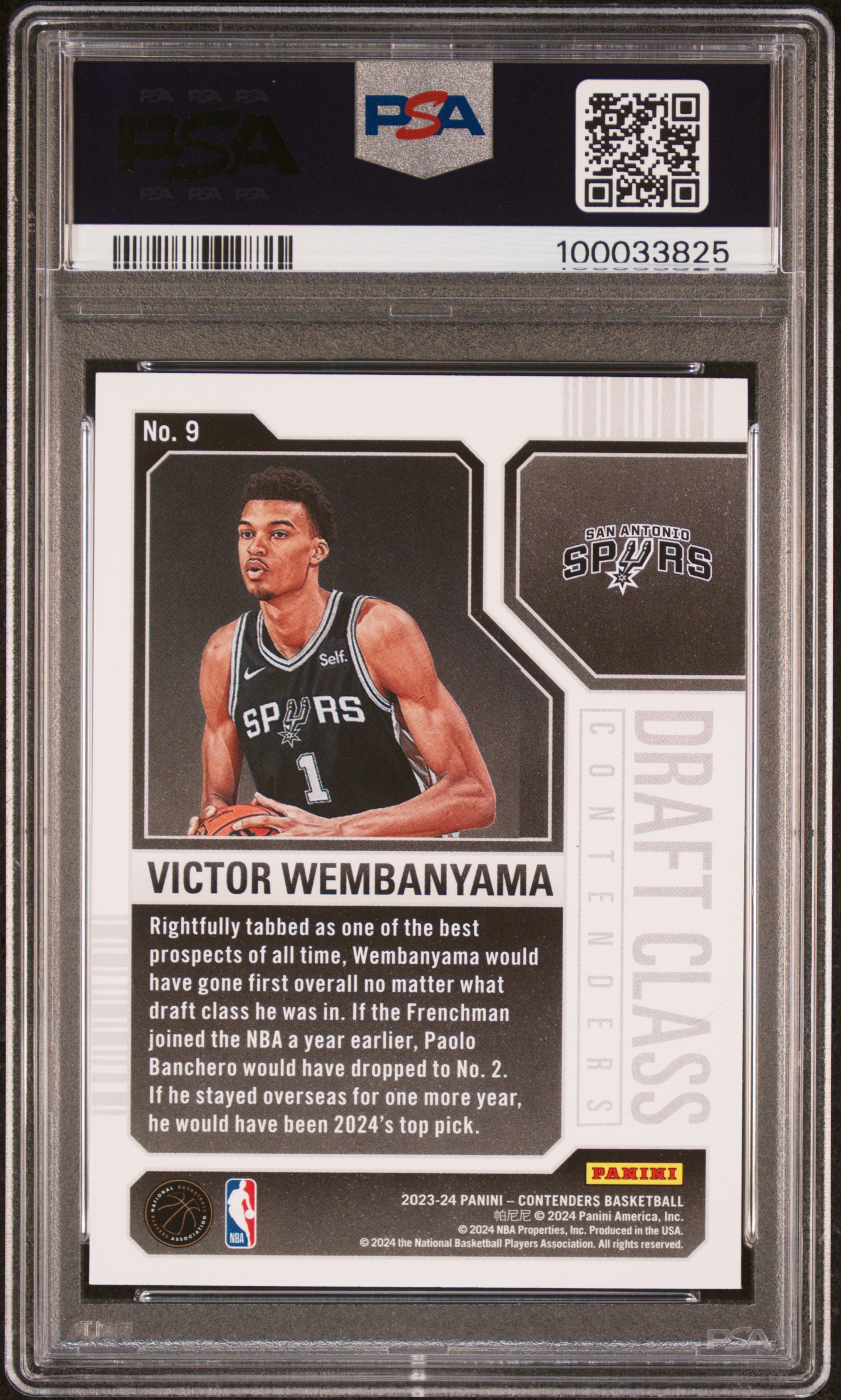 2023 Panini Contenders 2023 Draft Class Contenders Victor Wembanyama #9 (Draft Class) Gem Mt 10 back