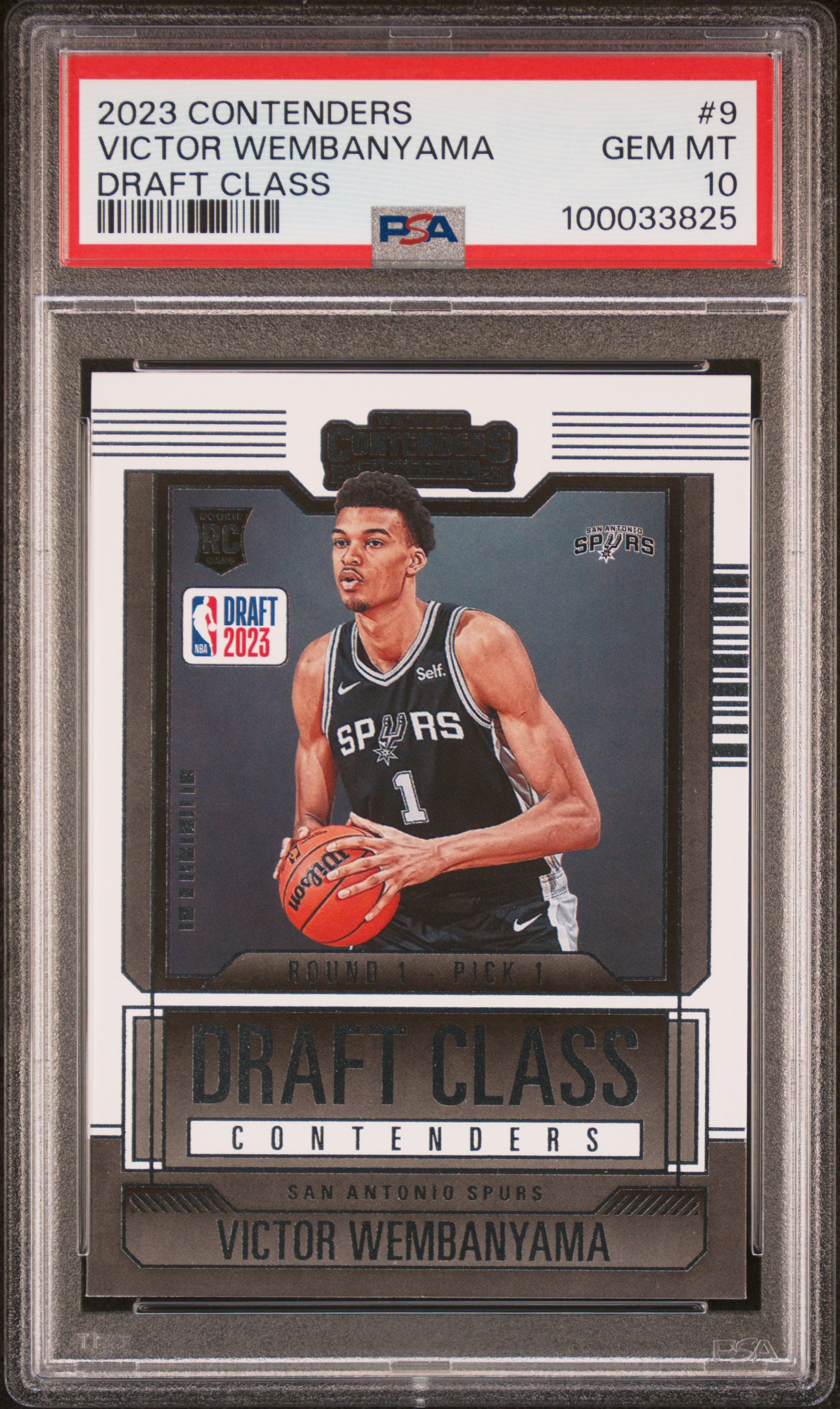 2023 Panini Contenders 2023 Draft Class Contenders Victor Wembanyama #9 (Draft Class) Gem Mt 10 front