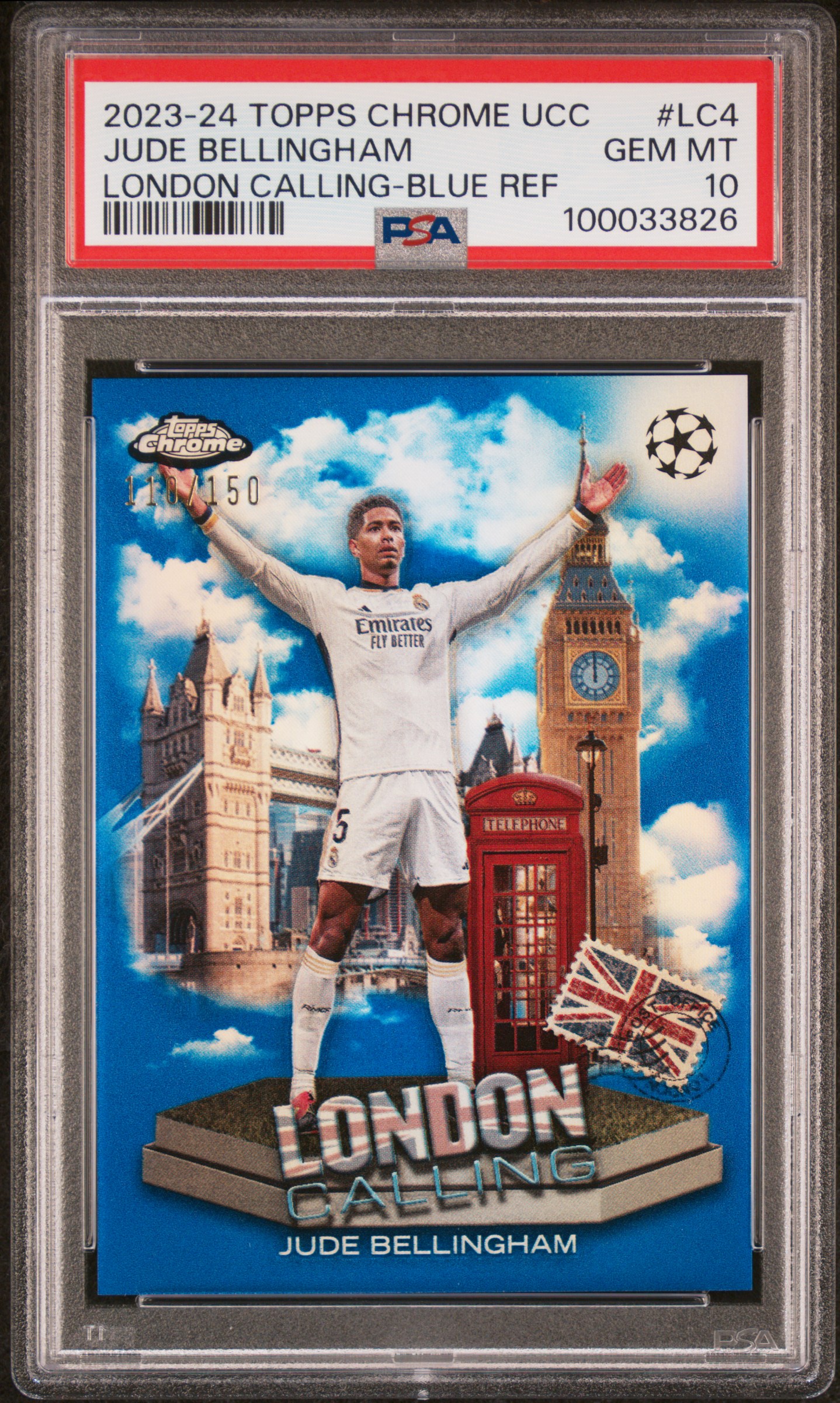 2023-24 Topps Chrome Uefa Club Competitions London Calling Jude Bellingham #Lc4 (London Calling-Blue Ref) Gem Mt 10 front