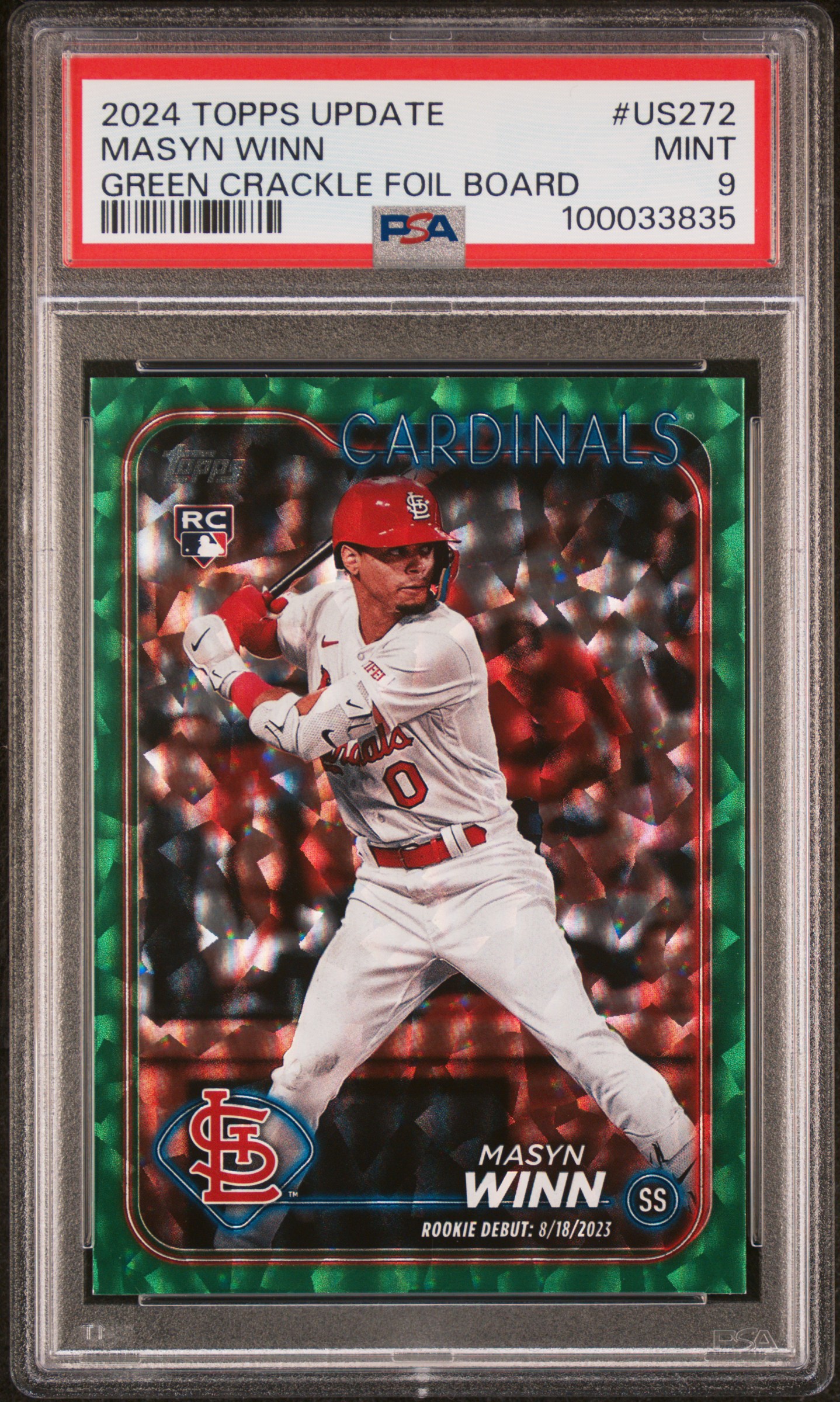 2024 Topps Update Masyn Winn #Us272 (Green Crackle Foil Board) Mint 9 front
