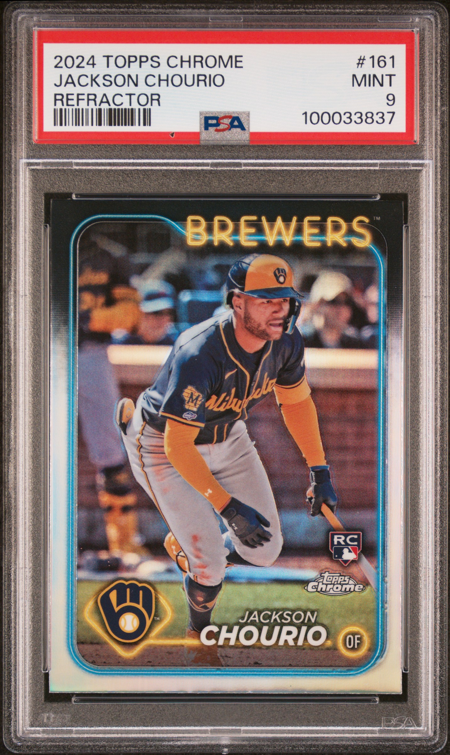 2024 Topps Chrome Jackson Chourio #161 (Refractor) Mint 9 front