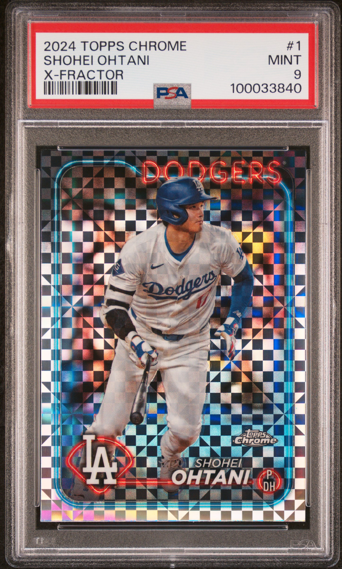 2024 Topps Chrome Shohei Ohtani #1 (X-Fractor) Mint 9 front