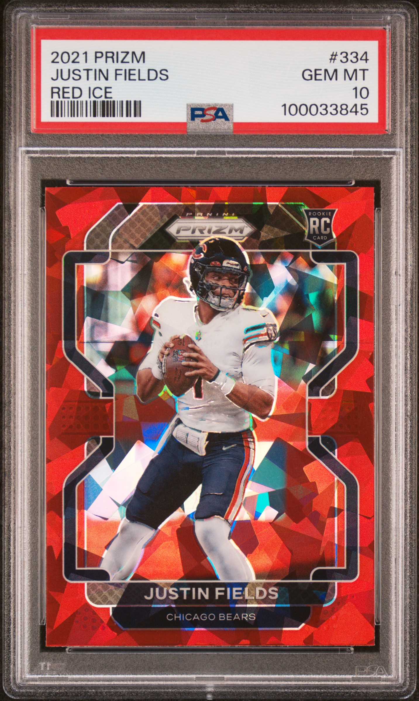 2021 Panini Prizm Justin Fields #334 (Red Ice) Gem Mt 10 front