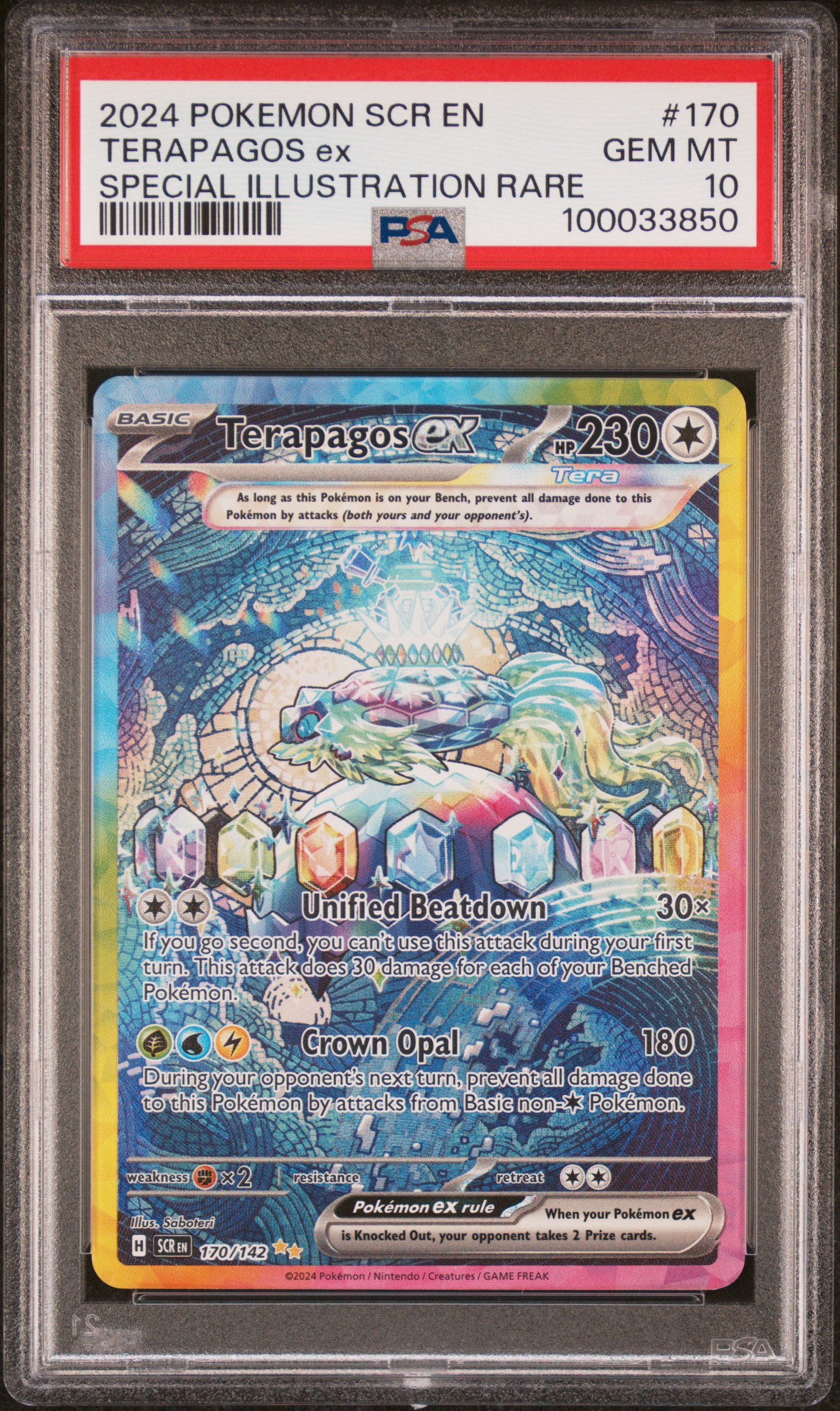 2024 Pokemon Scr En-Stellar Crown Terapagos Ex #170 (Special Illustration Rare) Gem Mt 10 front
