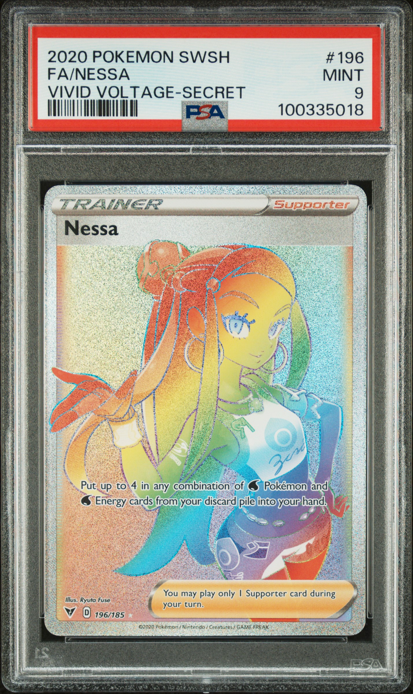 2020 Pokemon Sword & Shield Vivid Voltage Fa/Nessa #196 (Vivid Voltage-Secret) Mint 9 front