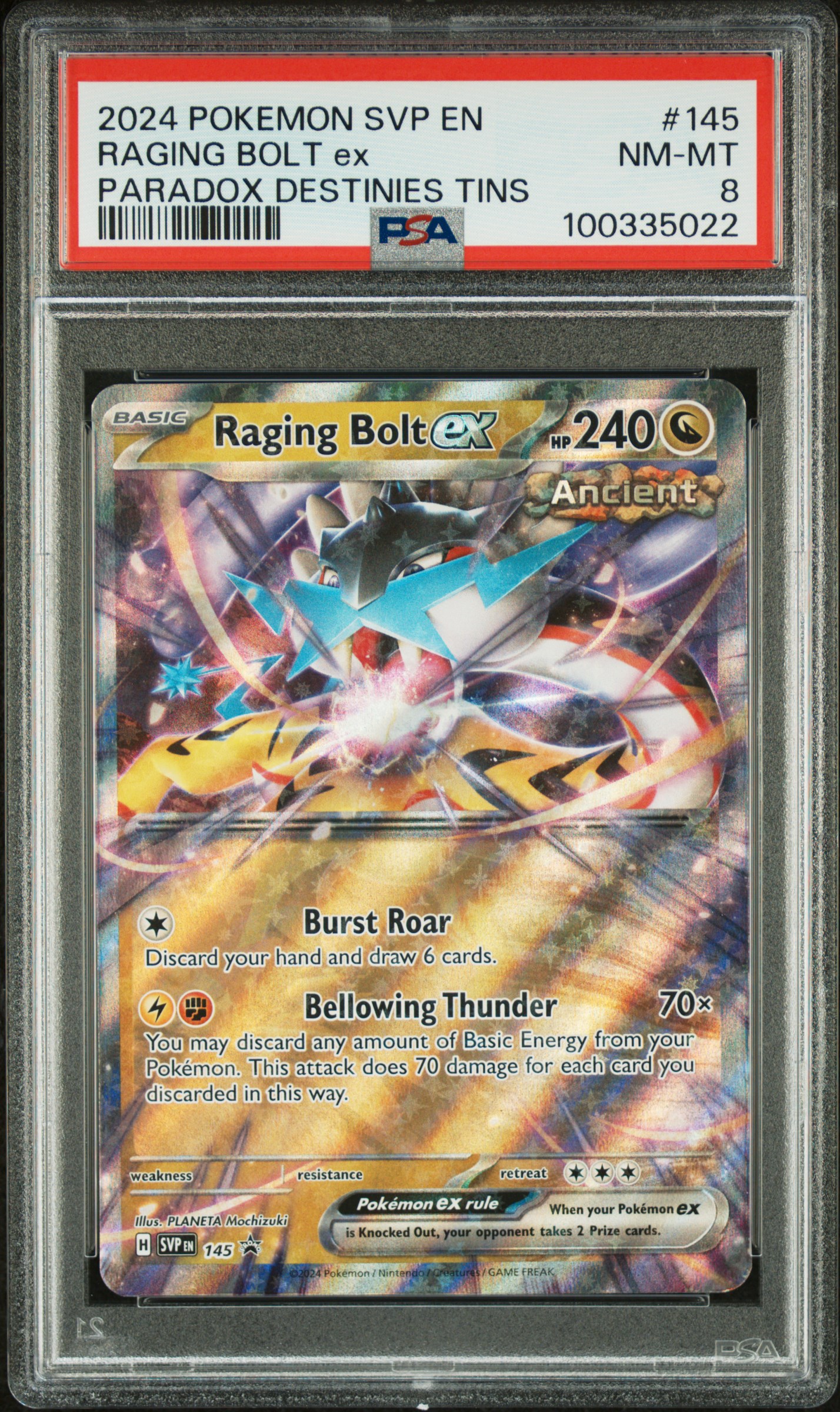 2024 Pokemon Svp En-Sv Black Star Promo Raging Bolt Ex #145 (Paradox Destinies Tins) Nm-Mt 8 front