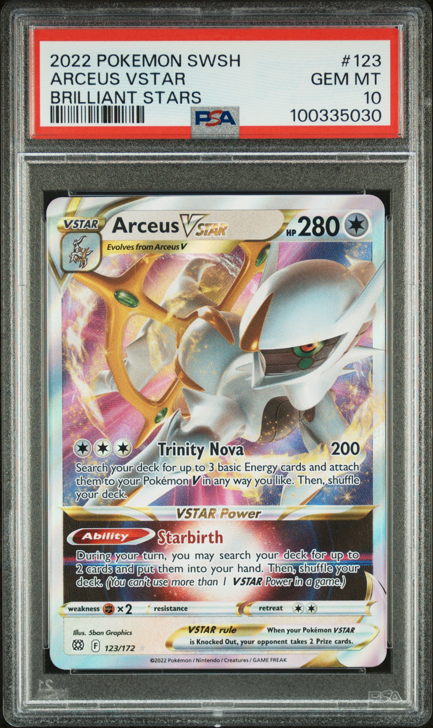 2022 Pokemon Sword & Shield Brilliant Stars Arceus Vstar #123 (Brilliant Stars) Gem Mt 10 front