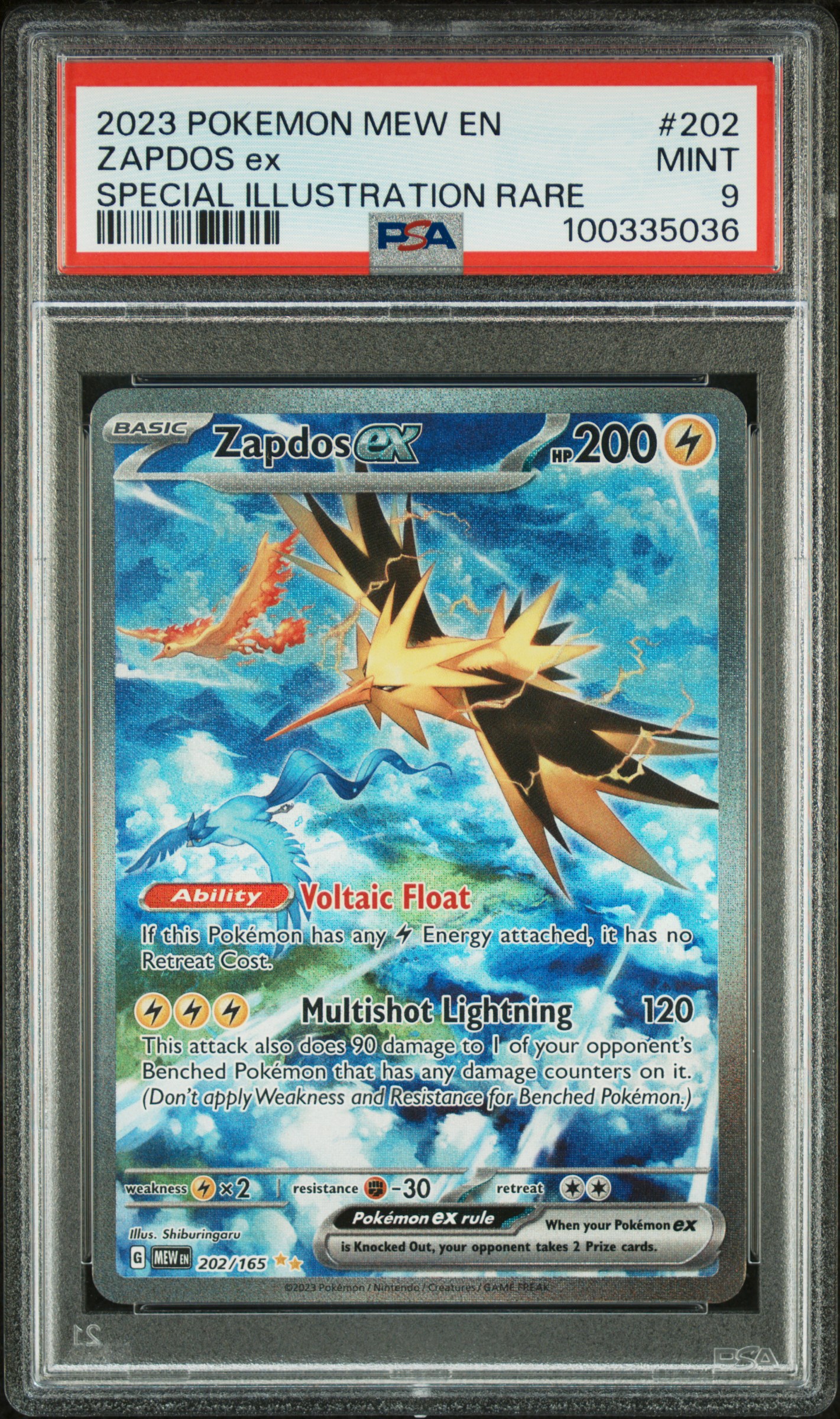 2023 Pokemon Mew En-151 Zapdos Ex #202 (Special Illustration Rare) Mint 9 front