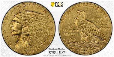 1911-D $2.50 MS63