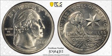 2022-S 25C Wilma Mankiller MS63