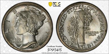 1916 10C Mercury MS65FB
