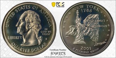 2001-S 25C New York PR68DCAM