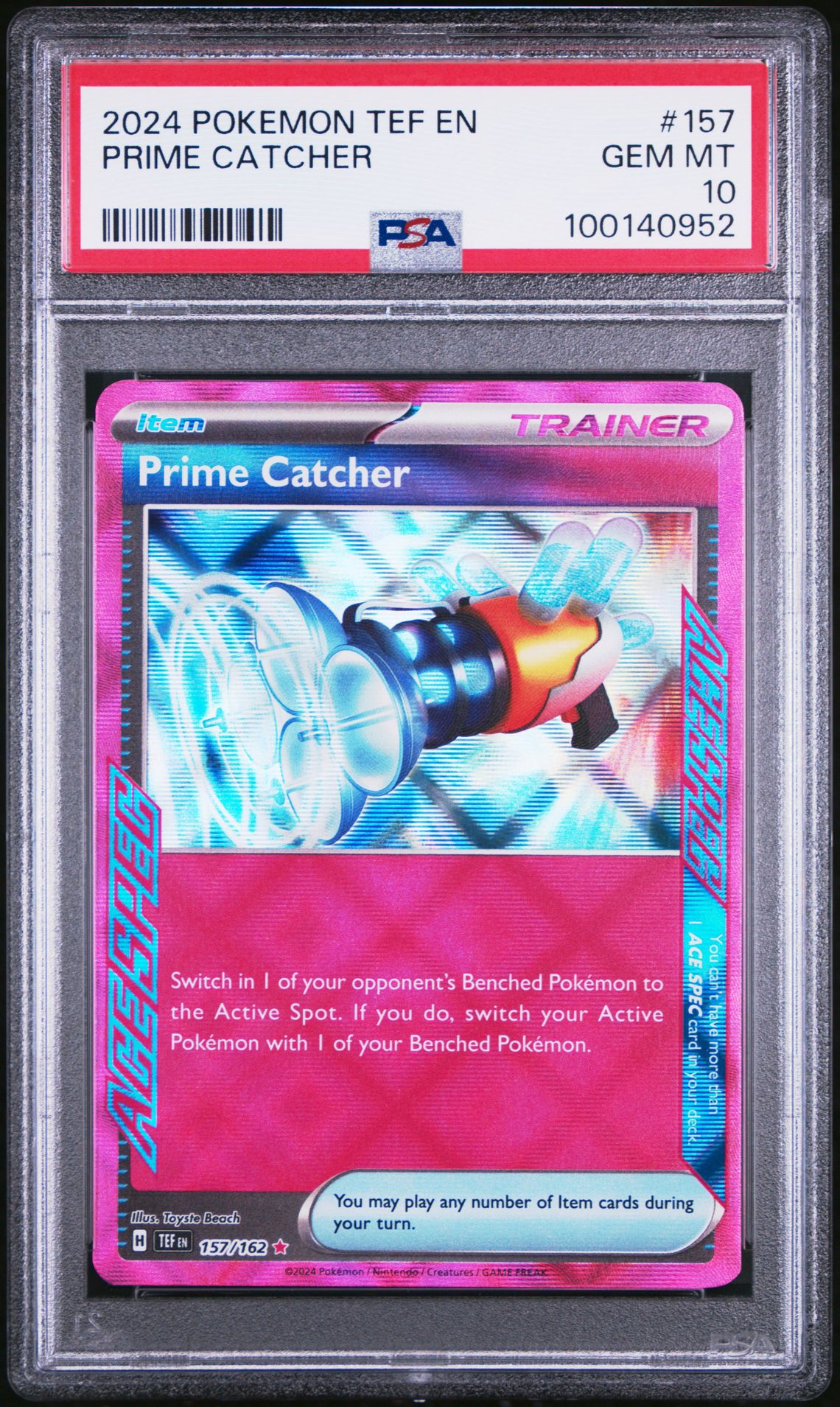 2024 Pokemon POKEMON TEF EN-TEMPORAL FORCES #157 Prime Catcher front