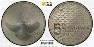 1988 B 5 Fr Olympics KM-67 MS63