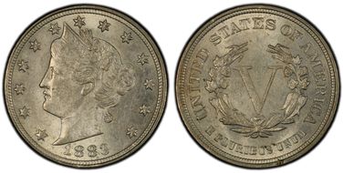 1883 5C No CENTS MS62