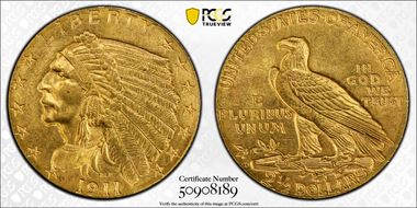 1911-D $2.50 Strong D MS64+ 