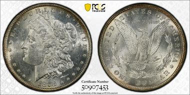 1878 8TF $1 VAM 17, Diagonal in 8 MS62