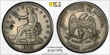 1875-S T$1 Chopmarked N1