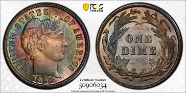 1892 10C MS67+ 
