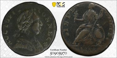 1788 CT 1/2P Mailed Bust Right, M 4.1-K XF40BN