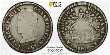 1860/60-PTS FJ 2 Sol Lg 60 / Sm 60, Large 100 VF20