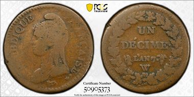 AN 7-W (1798) Decime Gad-187 F-129 VG10BN