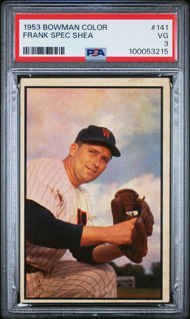 1953 Bowman #141 Color Frank Spec front