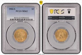 1904-S $5 MS62