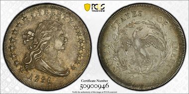 1796 $1 Small Date, Small Letters AU55