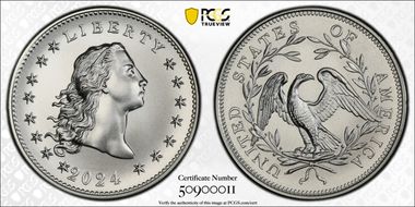 2024 Medal Flowing Hair Ag 230th Anniversary First Strike MS69