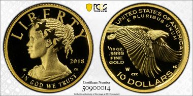 2018-W $10 American Liberty High Relief First Strike PR70DCAM