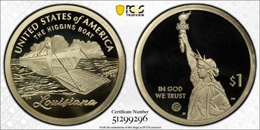 2023-S $1 American Innovation LA  The Higgins Boat PR70DCAM